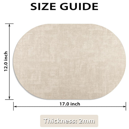 BARTHKIT Placemats for Dining Table Set of 6 Non-Slip, Heat Resistant Oval Leather Placemat Double Layer, Waterproof Table Mats Easy to Clean for Kitchen Dining Room Coffee Office Table, Beige