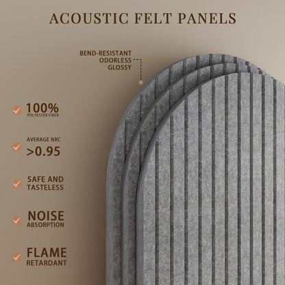 JBER Large Arched Felt Bulletin Board 36" x 24" - 6 Pack Felt Wall Tiles, Cork Board Alternative to Use in Office & Home Decor, Classroom Decor, Vision Board to Display Your Photos(Light Gray)