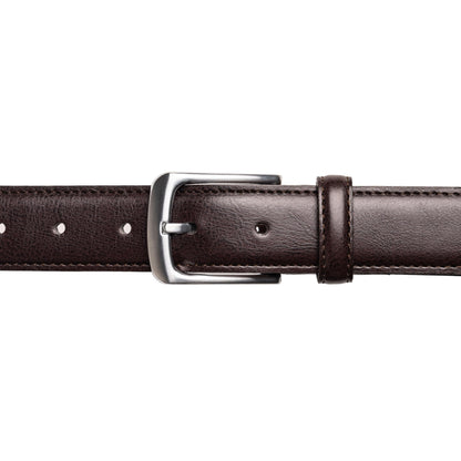 Vince Camuto Belts Men | 32mm Brown Genuine Leather with Edge Stitch Detailing and Nickel Buckle | Size 34