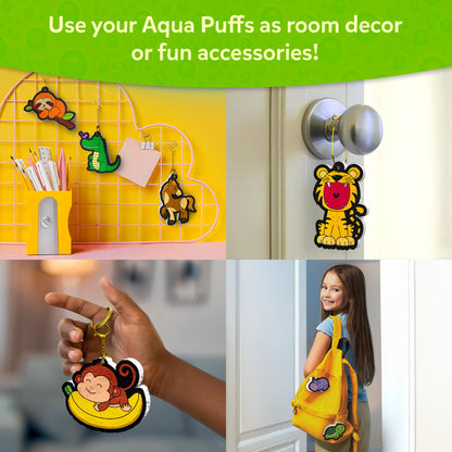 Skillmatics Aqua Puffs - 3D Art Kit, Animals, Mess-Free Paint by Number Craft for Kids, DIY Color Activity, Screen-Free Entertainment, Travel & Creative Gift for Girls & Boys Ages 4, 5, 6, 7, 8, 9, 10