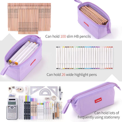 CICIMELON Pencil Case Large Capacity Pouch Pen Bag for School Teen Girl Boy Men Women (Purple)
