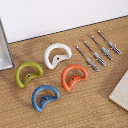 ATLZBLTCI Cute Decorative Hooks for Wall. Ceramic Boho Decorative Hooks for Hanging Things Suitable for bathrooms Towel Coat Key Purse Clothes 4 pcs.