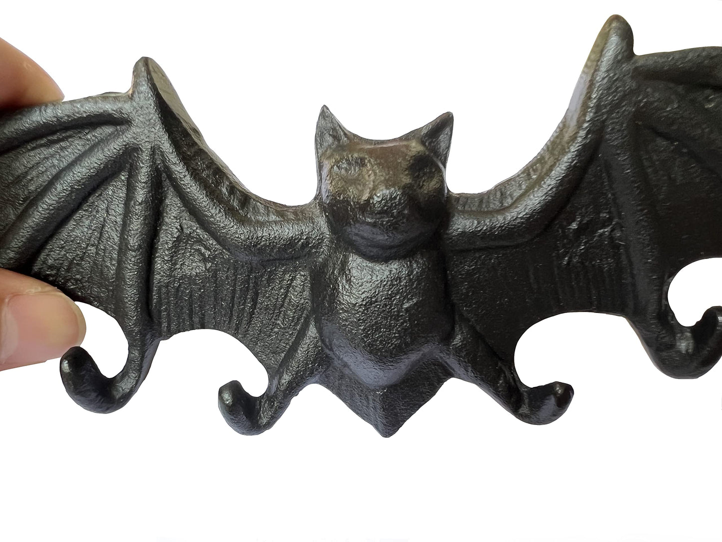 Bat Key Hooks Gothic Bat Key Rack Wall Mount Casting Iron Rustic Decorative Hooks for Keys Bag Purse Towel Umbrella Dog Leash Hooks