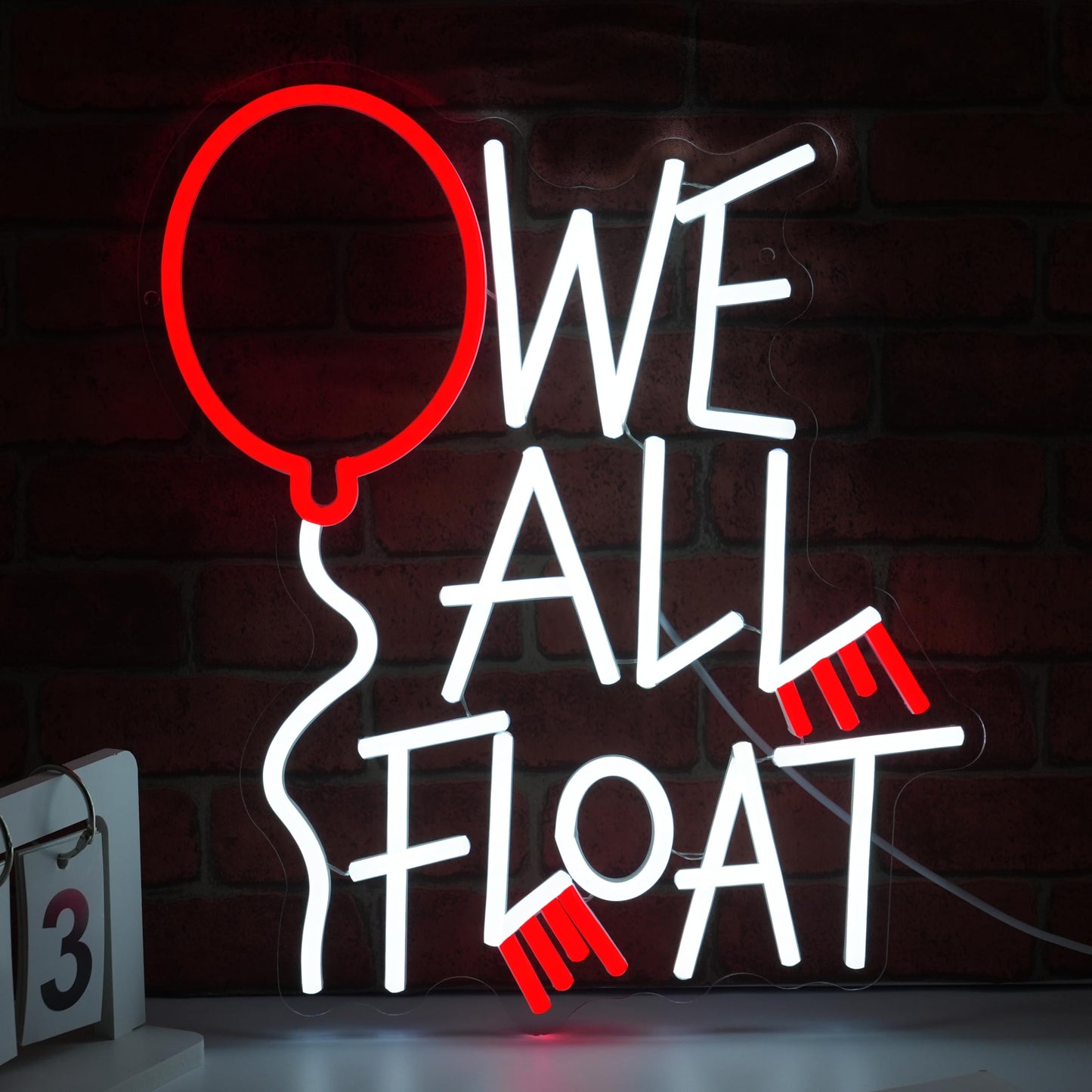 LIUOZHTEA Halloween Neon Sign We All Float Light Up Sign for Halloween Wall Decor Ghost Float Neon Light for Halloween Party Horror Theme Gothic Spooky House (Dimmable USB)