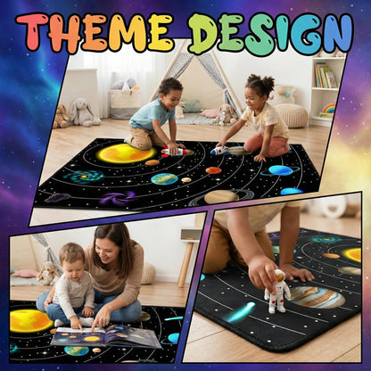 Solar System Galaxy Rug for Boys' Room - Space Carpet, 4'x5'