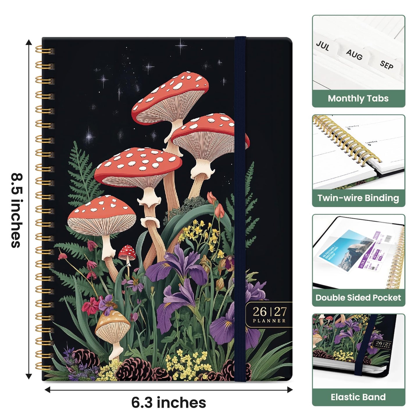 Planner 2026-2027, Academic Year Weekly and Monthly Calender Planner, from Jul 2026 - Jun 2027, Spiral Bound School Planning Book, Perfect for Teacher, Student, Women & Men, A5 (6.3" x 8.5"), Forest Myth