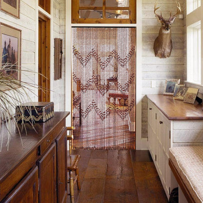 Osunnus Handmade Beaded Curtain for Doorway - Bamboo Wooden Door Beads - Boho Rustic Home Store Decor, 35.5 x 75 Inches Brown