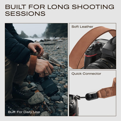 C Coiro Leather Camera Wrist Strap with Quick Release for Photographers, Adjustable Camera Hand Strap Compatible with for Sony, Nikon, Canon, SLR Mirrorless Digital Cameras, Brown