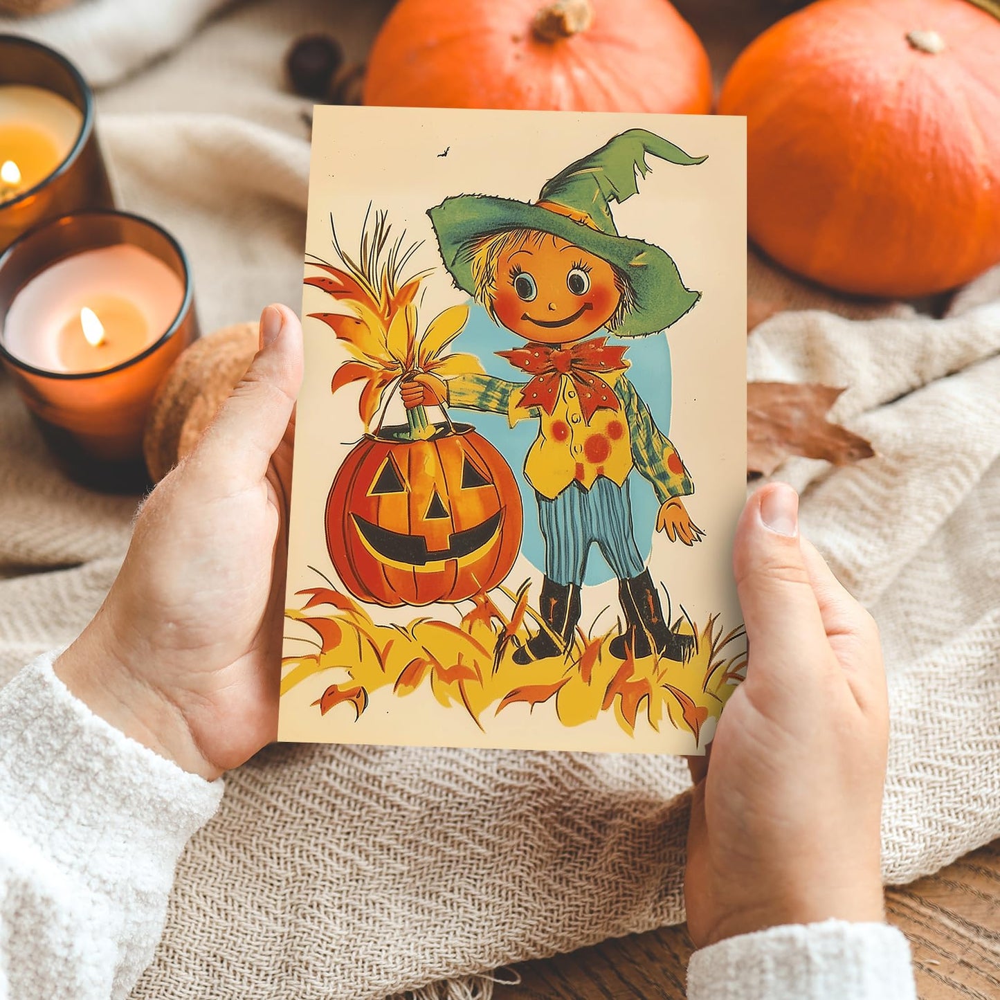 Whaline 33 Pack Halloween Cards Vintage Cartoon Greeting Cards with Envelopes Stickers Glue Stick Blank Note Card for Party Invitations, 4 x 6 Inch
