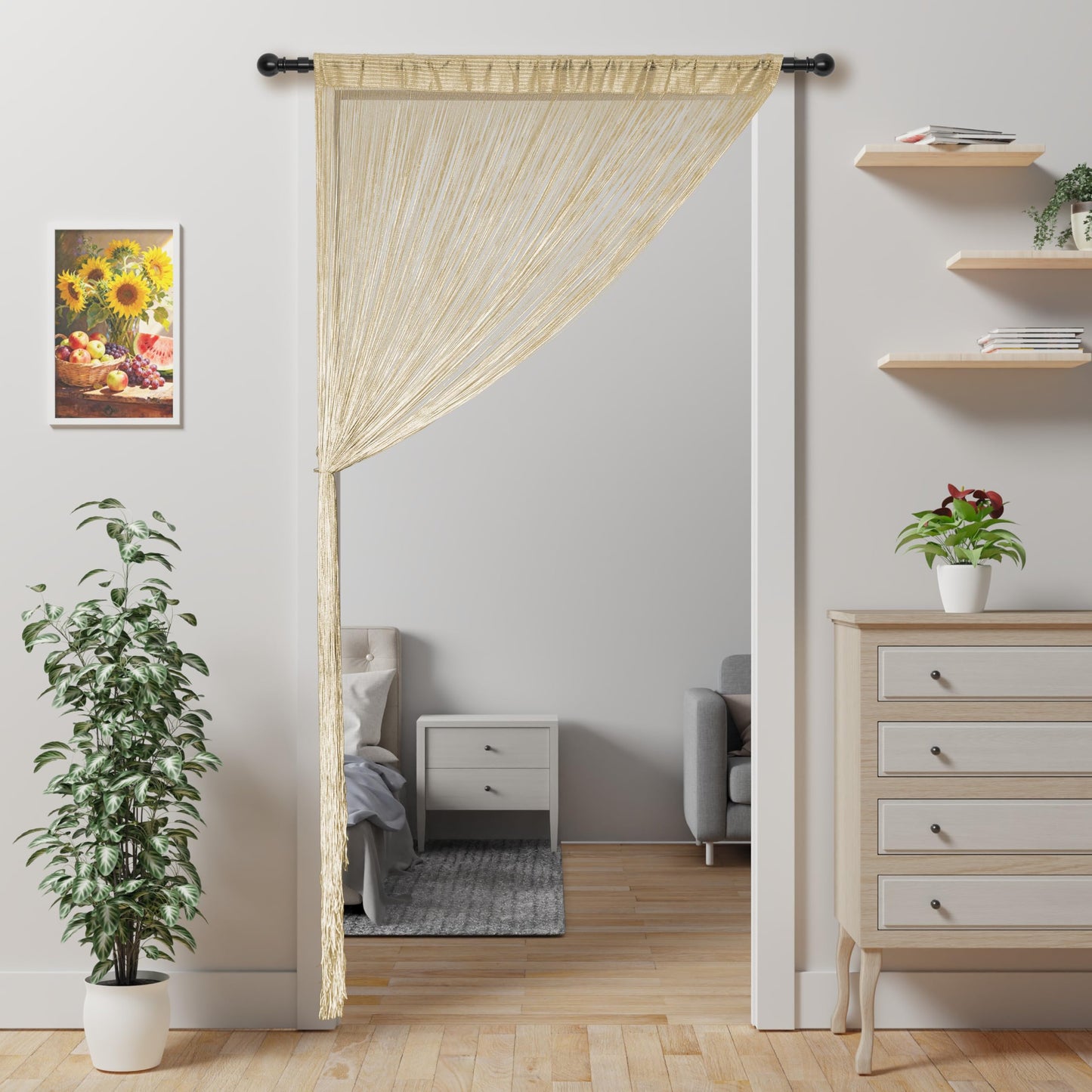 Alwighlit String Curtains for Doorways Door Curtain, Boho Hanging Fringe Tassel Door Curtain, Room Divider Privacy Panel for Bedroom Closet Wedding Party Home Decor 39×79in