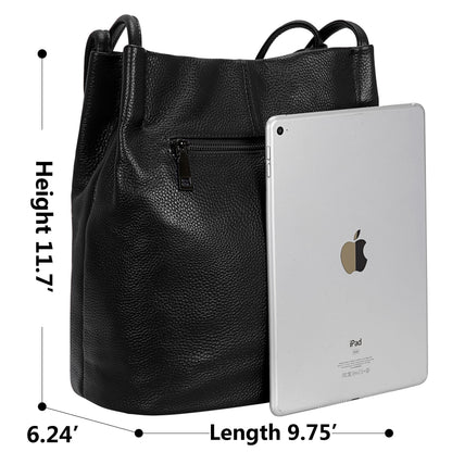 Iswee Large Tote Bag for Women Premium Leather Work Tote with Pockets Professional Designer Purse for Office Travel and Daily Use Bucket Bag (2025 Trendy Styles) (Black)