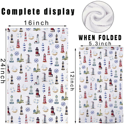 G2TUP Lighthouse Kitchen Towel Lighthouse Anchor Towels Lighthouses Housewarming Gift Beacon Hand Towels (Lighthouses-kt)