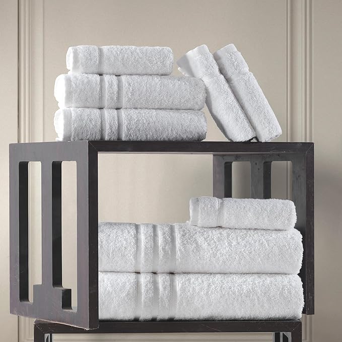 Hawmam Linen White 6 Piece Bath Towels Set
