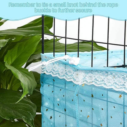 Shappy Large Bird Cage Cover, Bird Cage Seed Catcher, Adjustable Star Pattern Nylon Mesh Net for Parrot Parakeet Macaw Pet Supplies(Blue)