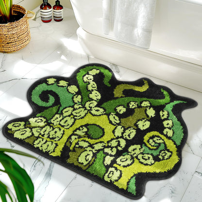 Percozzi Octopus Rugs Halloween Bathroom Rug Tentacles Bath Mat Non Slip Bathroom Mat Ocean Animal Cthulhu Tufted Rug for DND RPG Gamers Fans Nautical Enthusiasts 27.6"x22.2"