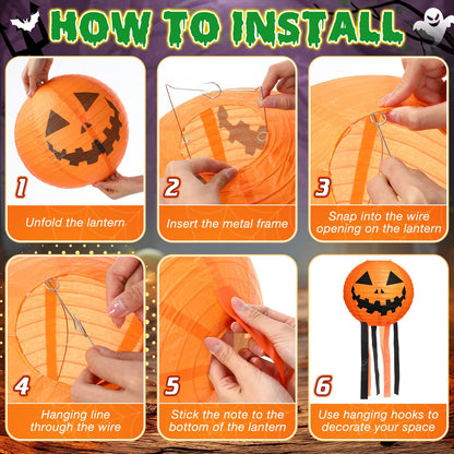 VIHOSE 6 Pcs Halloween Hanging Decorations Paper Lanterns, Jack-o-Bat Lanterns with Tassels Halloween Lantern Decorative for Indoor Outdoor Party Trick-or-Treat Event Supplies