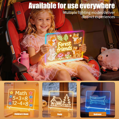 LED Note Board with 8 Colors 6 Modes -13.7"X10" Acrylic Dry Erase Board, Led Drawing Board Includes Adapter, 14 Markers, Tracing Paper, Sketching Gifts for Kids/Girls/Teens