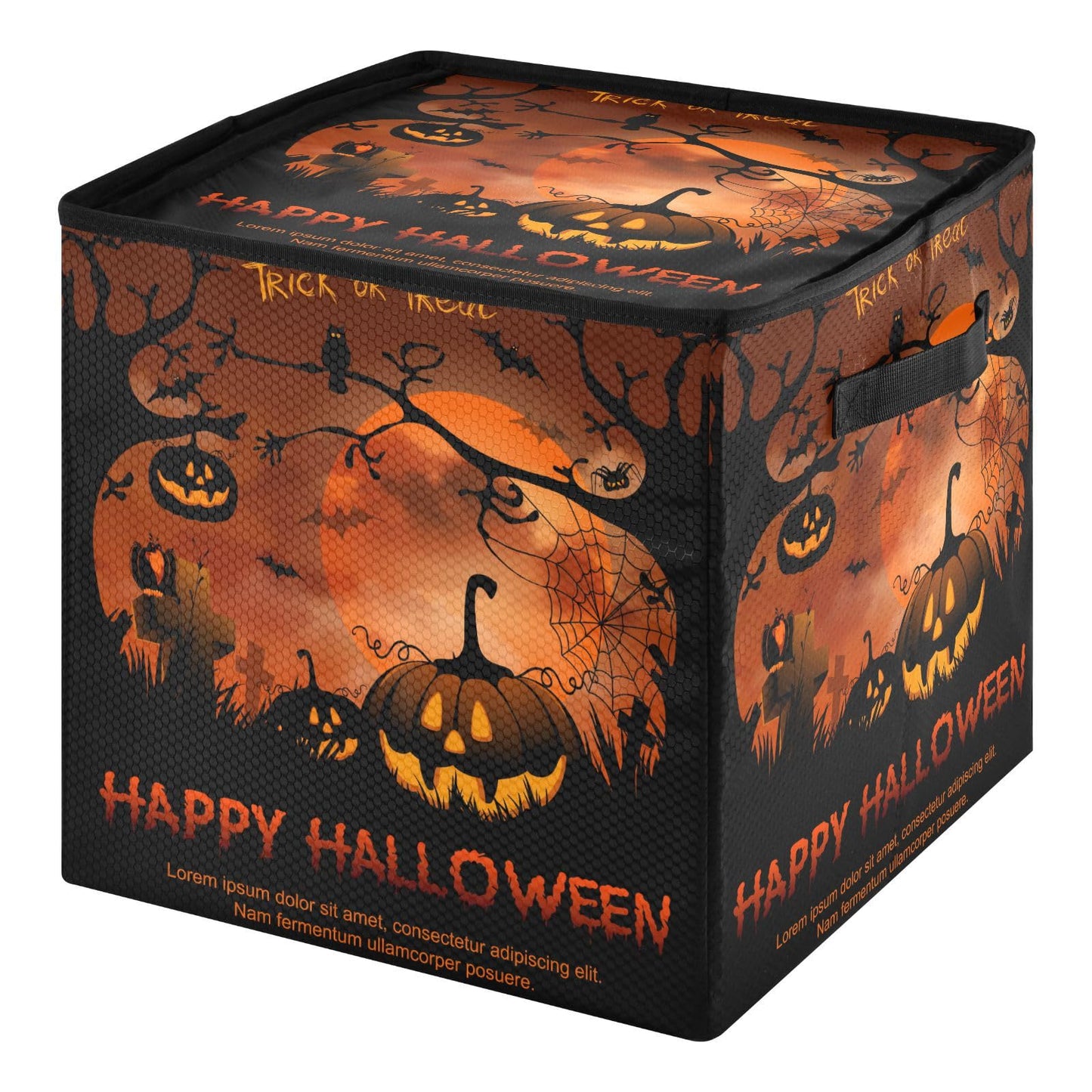 YETTASBIN Halloween Pumpkin Large Christmas Ornament Storage Box with Zipper & Adjustable Dividers, Storage Container with Lid & Handles for 64 Holiday Ornaments 3-Inch, 13 x 13 Inch