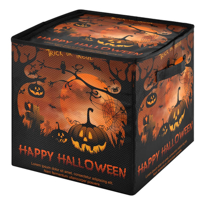 YETTASBIN Halloween Pumpkin Large Christmas Ornament Storage Box with Zipper & Adjustable Dividers, Storage Container with Lid & Handles for 64 Holiday Ornaments 3-Inch, 13 x 13 Inch