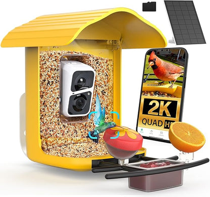 birdsnap® PAV-Bird Feeder with Camera,2K HD with 64GB Card, AI Identify Smart Bird House Cam Solar Panel,Live Stream,Motion Detection,Auto Record Video for Backyard Outdoors,Ideal Gift for Bird Lover