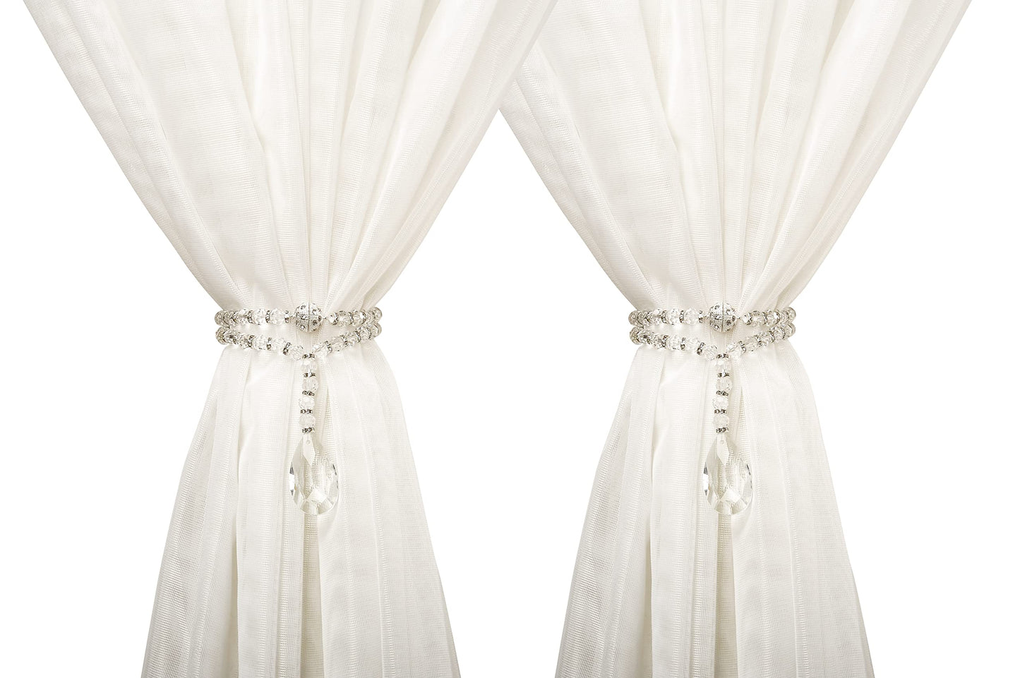 SUQ I OME 1 Pair of Luxury Crystal Beaded Magnetic Curtain Tieback and Holdback Curtain Clips Curtain Buckle Curtain Holder Blingbling Curtain Holdbacks for Drapes,Crystal