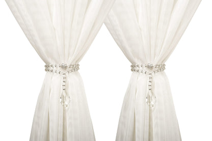 SUQ I OME 1 Pair of Luxury Crystal Beaded Magnetic Curtain Tieback and Holdback Curtain Clips Curtain Buckle Curtain Holder Blingbling Curtain Holdbacks for Drapes,Crystal