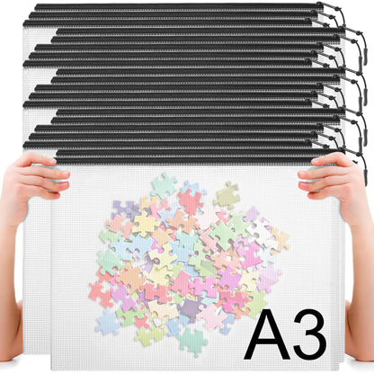 YOPCDJ 24pcs Mesh Zipper Pouch Bags A4 Mesh Bags for Classroom Organization, Waterproof Document Zipper Pouches for Cosmetics, Travel Storage File Bags for Office Supplie (Black-A3-20PCS)