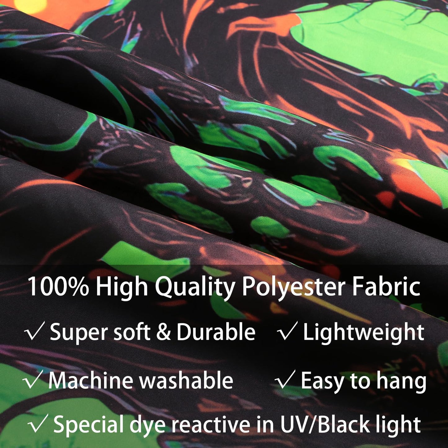 SparkLia Blacklight Fire Skull Tapestry, UV Reactive Burning Skeleton Horror Wall Hanging, Glow in the Dark Scary Dark Forest Surreal Artwork Wall Tapestries Halloween Decor for Bedroom, Living Room - 51.2" x 59.1"