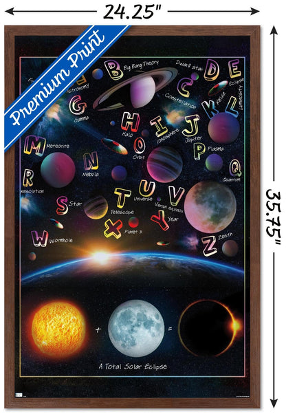 Trends International Ali Chris - The Solar System: Total Eclipse Letters Wall Poster, 34L x 22.4W, Mahogany Framed Version