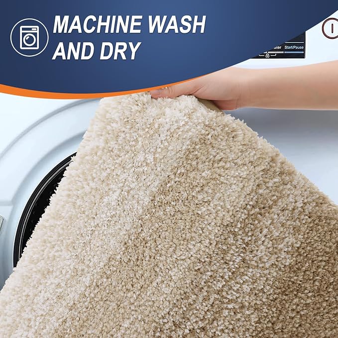 OLANLY Large Bathroom Rugs Mat 44x32, Extra Soft Absorbent Microfiber Bath Rugs, Rubber Backing, Quick Dry, Machine Washable Bath Mats for Bathroom Floor, Tub and Shower, Home Decor Accessories, Tan
