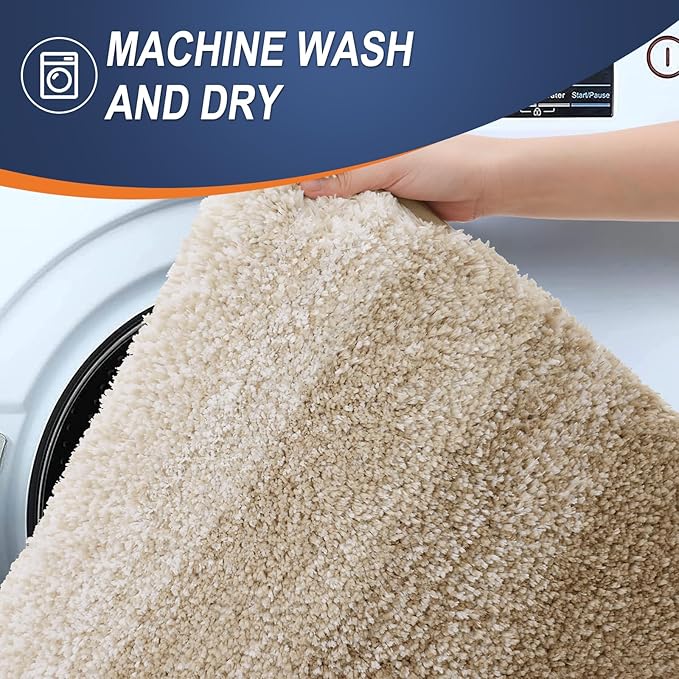 OLANLY Large Bathroom Rugs Mat 50x30, Extra Soft Absorbent Microfiber Bath Rugs, Rubber Backing, Quick Dry, Machine Washable Bath Mats for Bathroom Floor, Tub and Shower, Home Decor Accessories, Tan