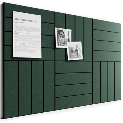Bumusty Large Cork Board Alternative-36 x 24" Felt Bulletin Board Tiles, with 30 Pushpins, 40 Adhesive Tabs, Bold-Stripe 6-Pack, Cork Boards for Office Push Pin Board Felt Board-Pine Green
