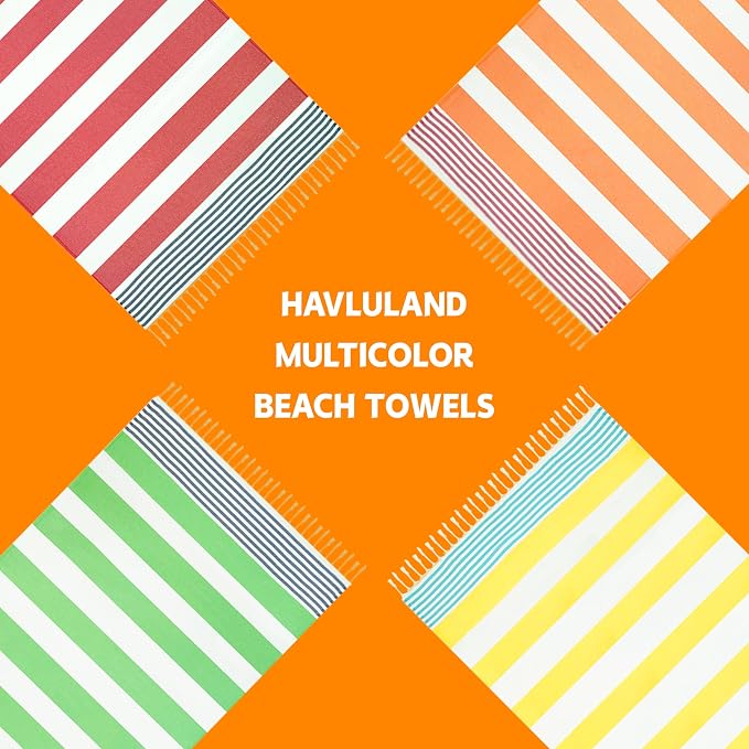 HAVLULAND Turkish Beach Towels, Oversized 40"x72" Turkish Bath Towel, Highly Absorbent Quick Dry Sand Free Beach Towels for Beach Pool Spa Gym Yoga Travel Camping Picnic Blanket - Red/Blue