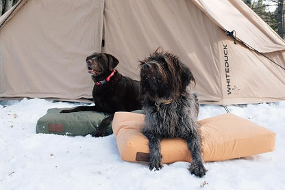 WHITEDUCK Outdoor Dog Bed Heavy-Duty 12oz Canvas, Water-Repellent Cotton, Machine Washable Removable Cover with Full-Length Zipper, Dog Bed for Large Dogs & Crate, (Black) 41" Lx33 Wx4.3 th (XL)