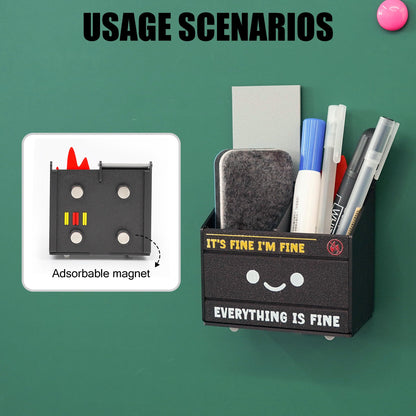 Tian Zhun Dumpster Fire Magnetic Pen Holder Funny Black Magnetic Pencil Holder Magnetic Locker Organizer for Refrigerator Whiteboard Home Office Hospital Marker pen storage