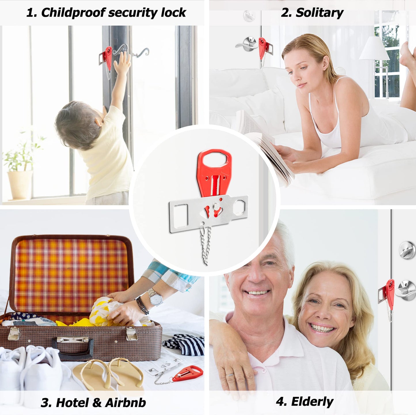 AceMining Portable Door Lock Home Security Door Locker Travel Lockdown Locks for Additional Safety and Privacy Perfect for Traveling Hotel Home Apartment College