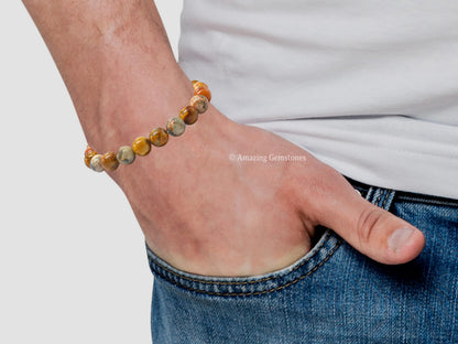 Amazing Gemstone Crystal Bracelet for Women Men's Gifts - Protection Healing Crystal Bracelet - 8mm Gemstone Beaded Stretchable Bracelet Pulseras Para Hombres Mujer Stocking Stuffers Mothers Day Gift (Crazy Lace Agate)