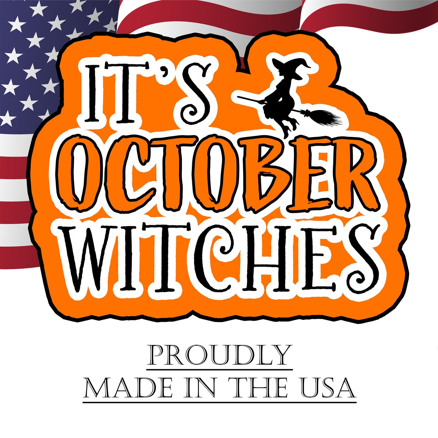 Large Orange It's October Witches Halloween Yard Sign Home Outdoor Lawn Decoration With Stakes Scary Spooky Decor 17x13 Inches