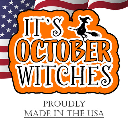 Large Orange It's October Witches Halloween Yard Sign Home Outdoor Lawn Decoration With Stakes Scary Spooky Decor 17x13 Inches