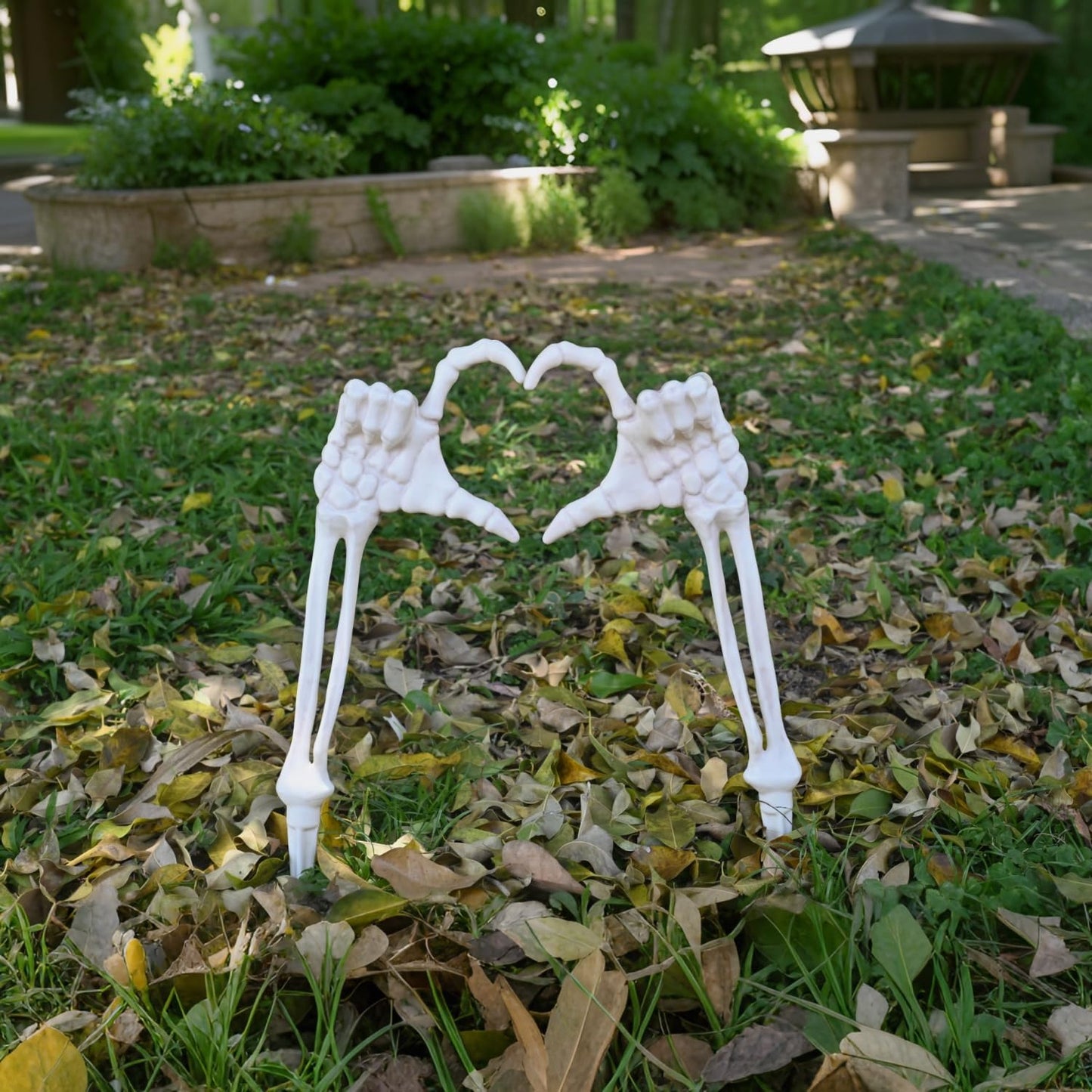 Seasons Halloween Skeleton Stakes Decorations, Love Pose 2 Piece Hands Arms with Lawn Stakes for Outdoor Yard Garden Graveyard Haunted House Decor