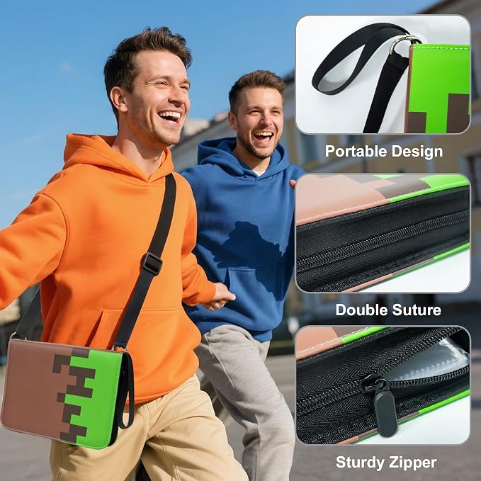 Card Binder with Shoulder Strap, 4 Pocket with 50 Sleeves up to 400 Cards, Waterproof Card Storage Book for Card Collectors, Game Cards Display Case