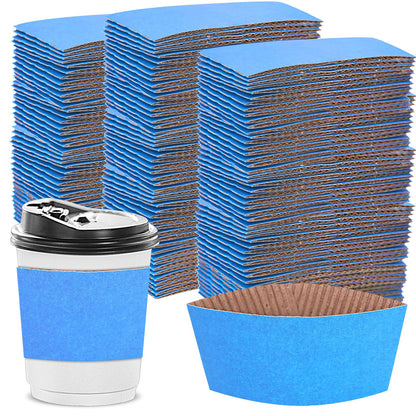zsccxq Disposable Coffee Cup Sleeves Corrugated Kraft Paper Coffee Cup Sleeves Holder Protective Insulated Heat Espresso ForHot Drinks 8-24oz (Baby Blue, 200 Pcs)