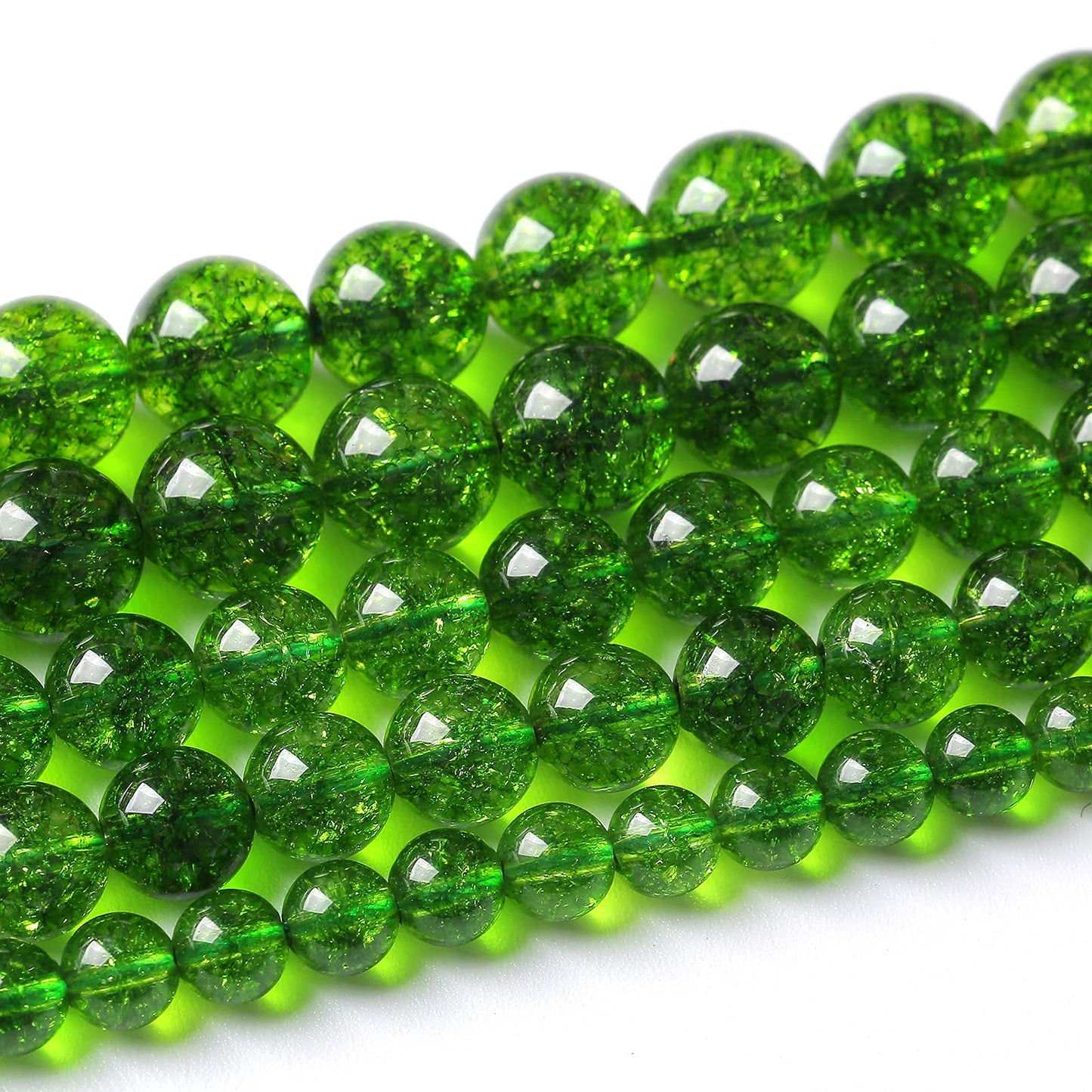 60PCS 6MM Beads Green Crystal Quartz Gem Energy Crystal Healing Jewelry Making Natural Stone Beads DIY(Green Crystal, 6MM)