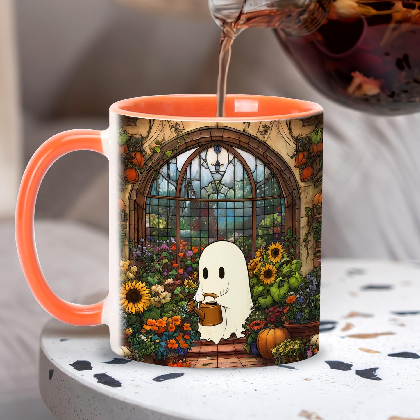 Hyturtle Cute Ghost Plant Mug Gifts For Plant Lovers on Birthday Halloween
