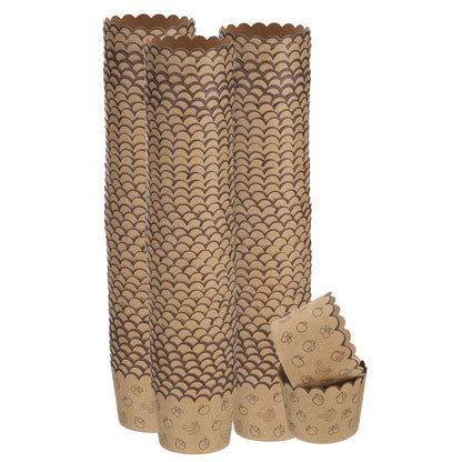 HARFINGTON 150Pcs Paper Baking Cups Small Brown Kraft Paper Muffins Liner Cupcake Greaseproof Disposable Bulk Wrappers for Wedding Birthday Graduation, Fruit