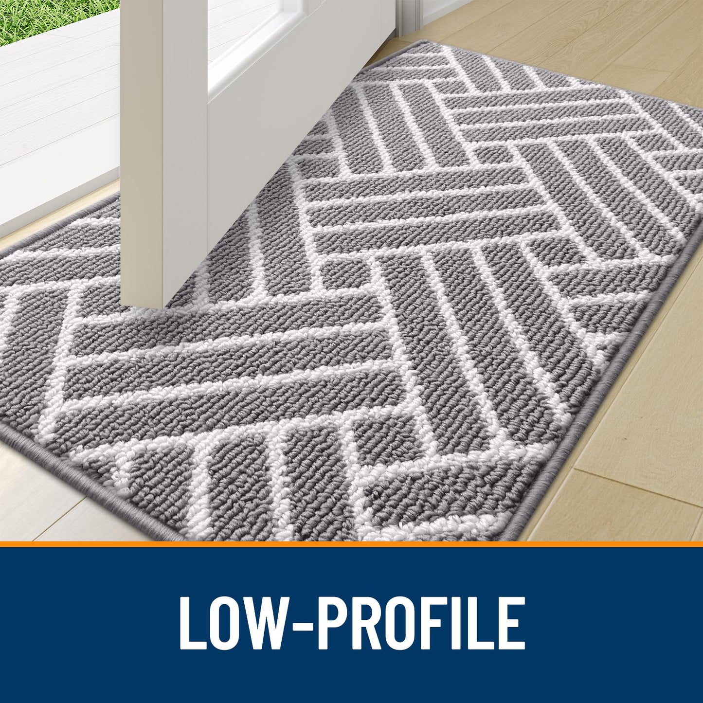 OLANLY Large Indoor Door Mat, 59x35 Inch, Dirt Resistant and Absorbent, Non-Slip Rubber Backing Floor Mats, Easy Clean Low-Profile Doormat for Entryway, Front Door, and Inside Entrance, Grey