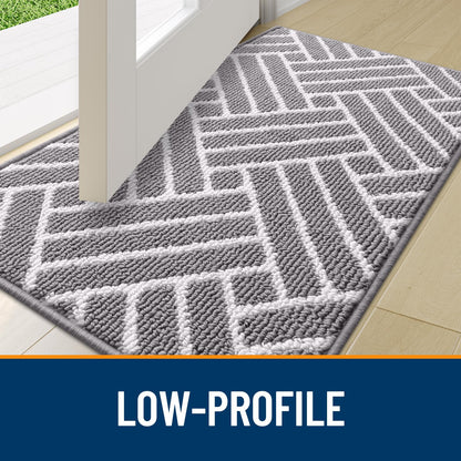 OLANLY Large Indoor Door Mat, 59x35 Inch, Dirt Resistant and Absorbent, Non-Slip Rubber Backing Floor Mats, Easy Clean Low-Profile Doormat for Entryway, Front Door, and Inside Entrance, Grey