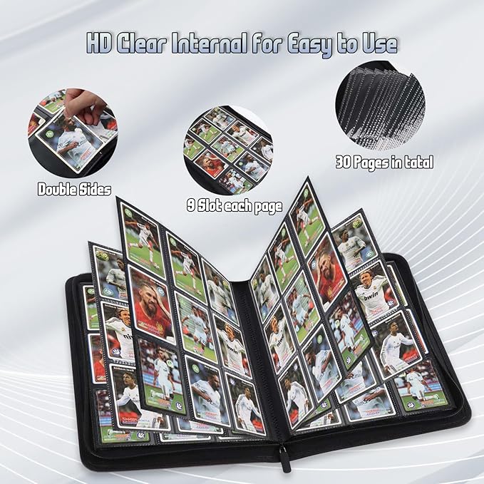 Trading Card Binder, Premium 9 Pocket Double Sided 540 Pocket PU Card Collection Binder, Collectible Trading Card Albums for MTG, TCG, Sport Card, Game Cards (Navy)