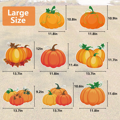 Arosche Fall Yard Signs with Stakes 8pcs Happy Fall Thanksgiving Decorations Outdoor Orange Pumpkins Harvest Garden Wall Porch Signs Seasonal Holiday Party Supplies Lawn Yard Decorations
