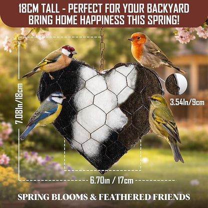 Handmade Alpaca Fiber Nesting Heart – Soft Natural Holder for Wild Birds, Garden Trees, Winter Shelter & Bird Lover Gift